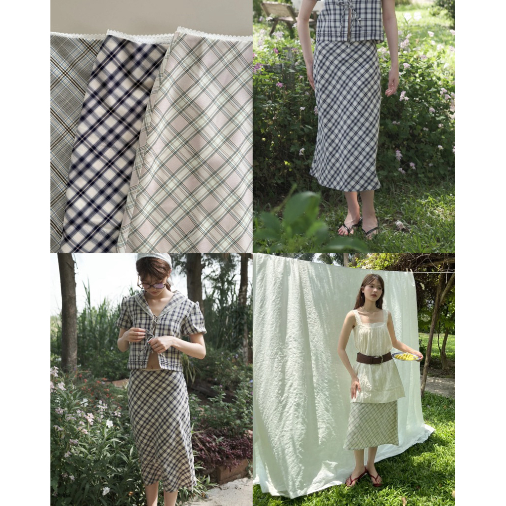 MIST OF RAIN - Ruby Skirt กระโปรงลาย Plaid&Gingham ความยาวคลุมน่อง