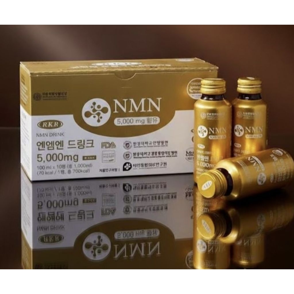 ช่วยเพิ่มระดับ NAD+ในร่างกาย เครื่องดื่ม RKR NMN 5,000mg Anti-aging Drink (10 ขวด/กล่อง)