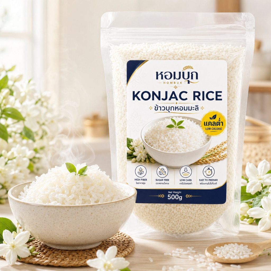 ข้าวบุกหอมมะลิ Konjac Rice | แคลต่ำ Low Carb Sugar Free | ไฟเบอร์สูง ไม่มีสารกันเสีย พร้อมทานใน 20 นาที