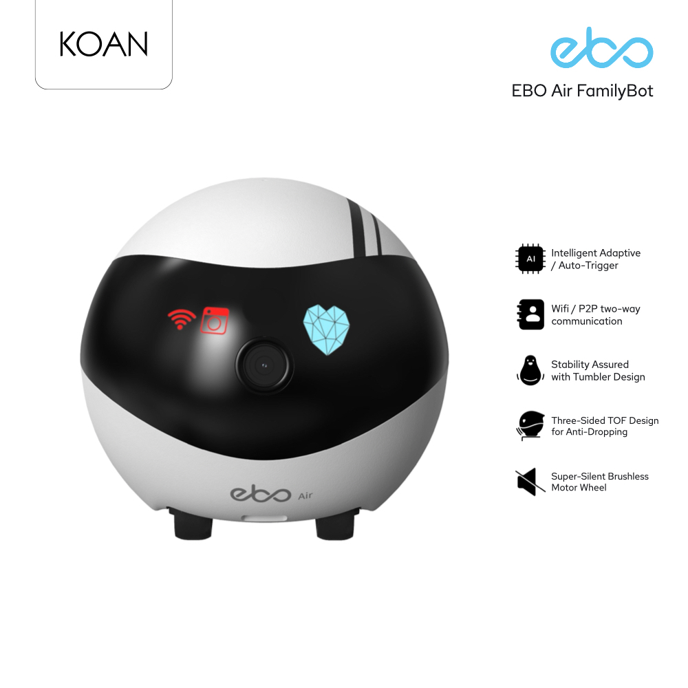Enabot กล้องเคลื่อนที่ EBO AIR สำหรับการรักษาความปลอดภัยภายในบ้าน