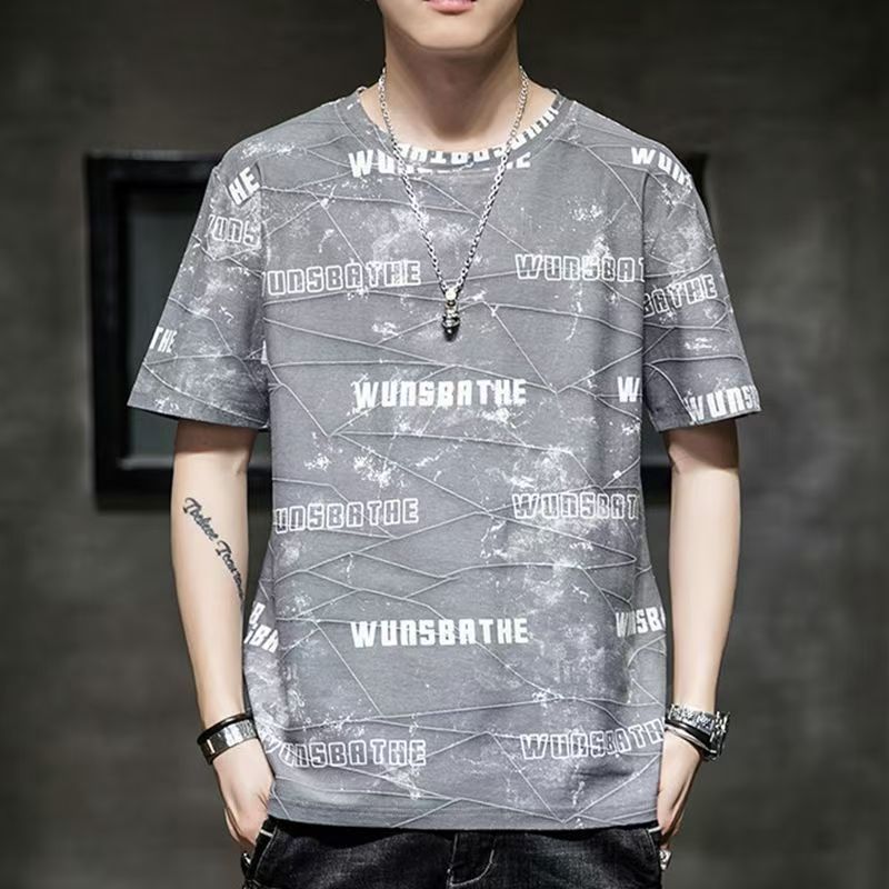 พร้อมส่ง เสื้อยืดแขนสั้นคอกลมผู้ชาย สไตล์เกาหลี ผ้าดีใส่สบายไม่ร้อน