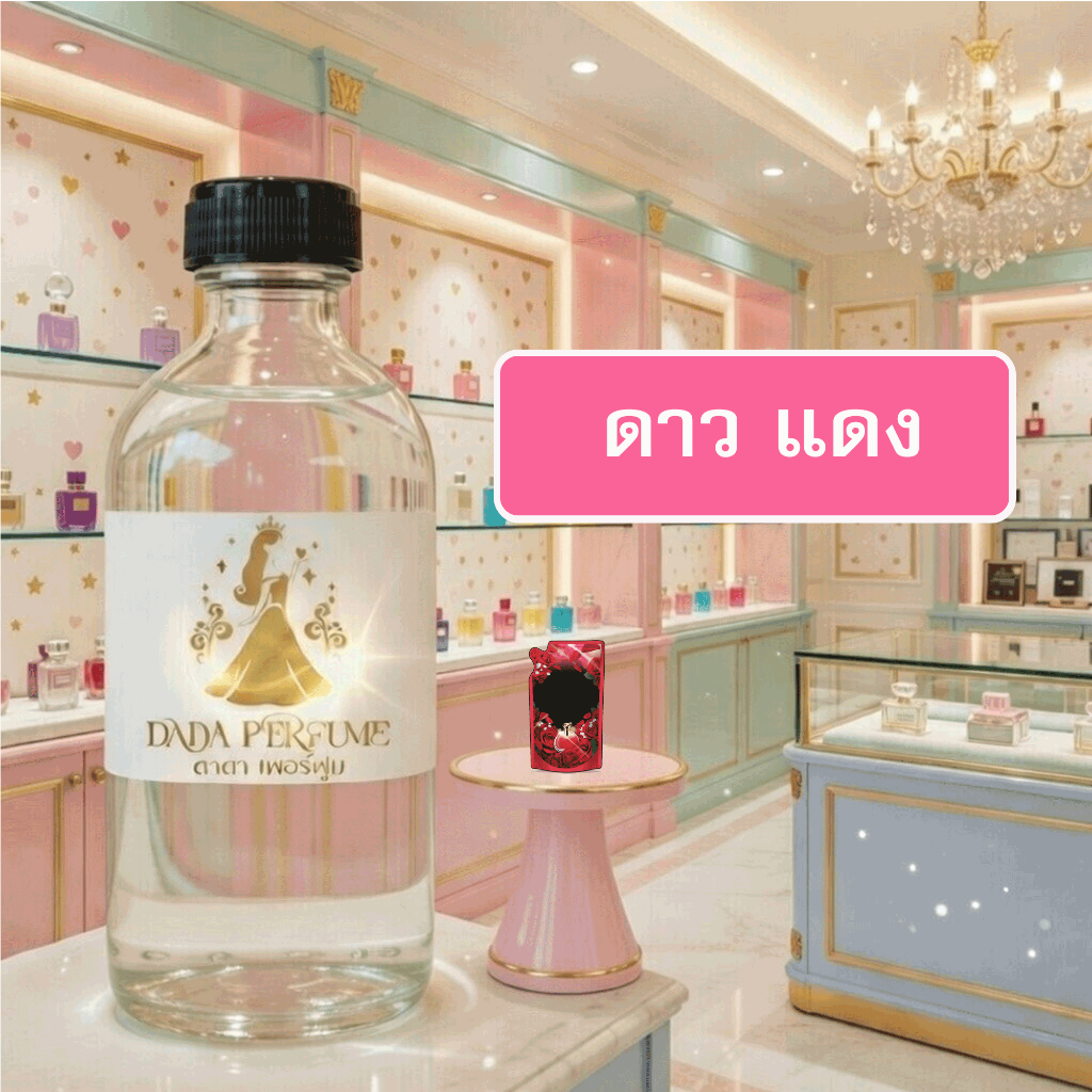 กลิ่น ดาว แดง น้ำหอมพร้อมใช้ ปริมาณ 125 ml. แถมฟรีขวดสเปร์ย 10 ml. 1 ขวด ซื่อ 10 ฟรี 1 ขวด