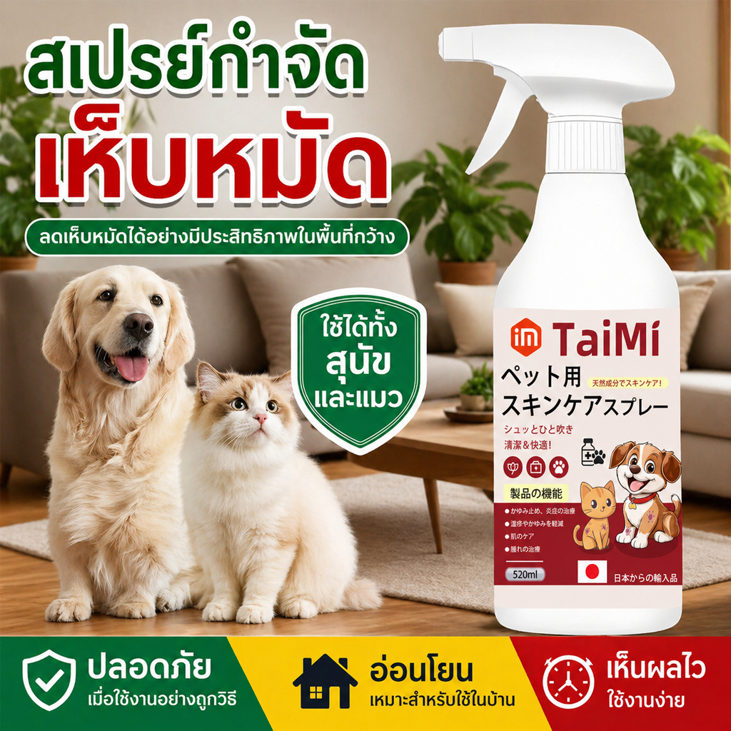 สเปรย์กำจัดเห็บหมัดสุนัขและแมว ป้องกันเห็บหมัด กำจัดเห็บ เหา ไร หมัด สูตรสมุนไพร ปลอดภัย มี อย. ใช้งานง่าย