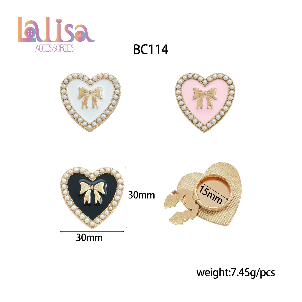 กระดุมครอบโบว์ประดับไข่มุก | งานหรู ใส่ได้ทุกโอกาส alloy button cover BC114 BC208