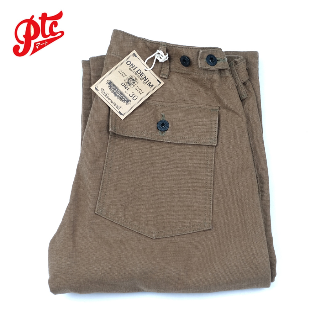 กางเกงยีนส์ ONI Denim ONI-207-HOX-BRK 13oz Sulfur dye Heavy Oxford Brown Khaki Baker Pants
