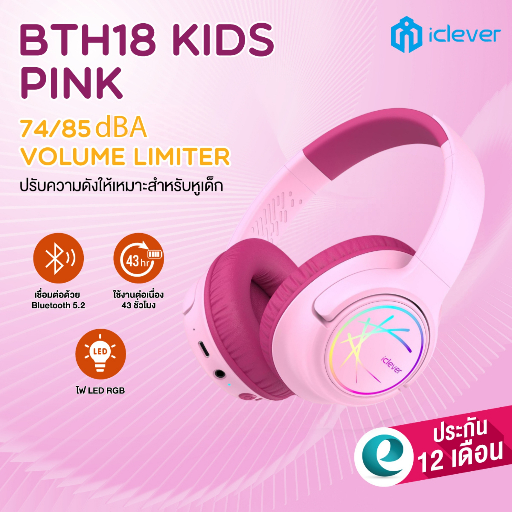 [ปลอดภัยสำหรับหูเด็ก] หูฟังเด็ก iClever BTH18 Kids Headphones BT หูฟังครอบหู หูฟังสำหรับเด็ก