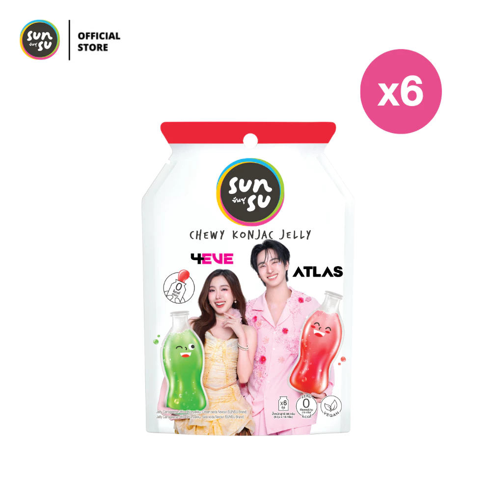 (แพ็ก 6) SUNSU 4EVE x Atlas ซันซุ เยลลี่ผสมบุก กลิ่นครีมโซดาและสละโซดา