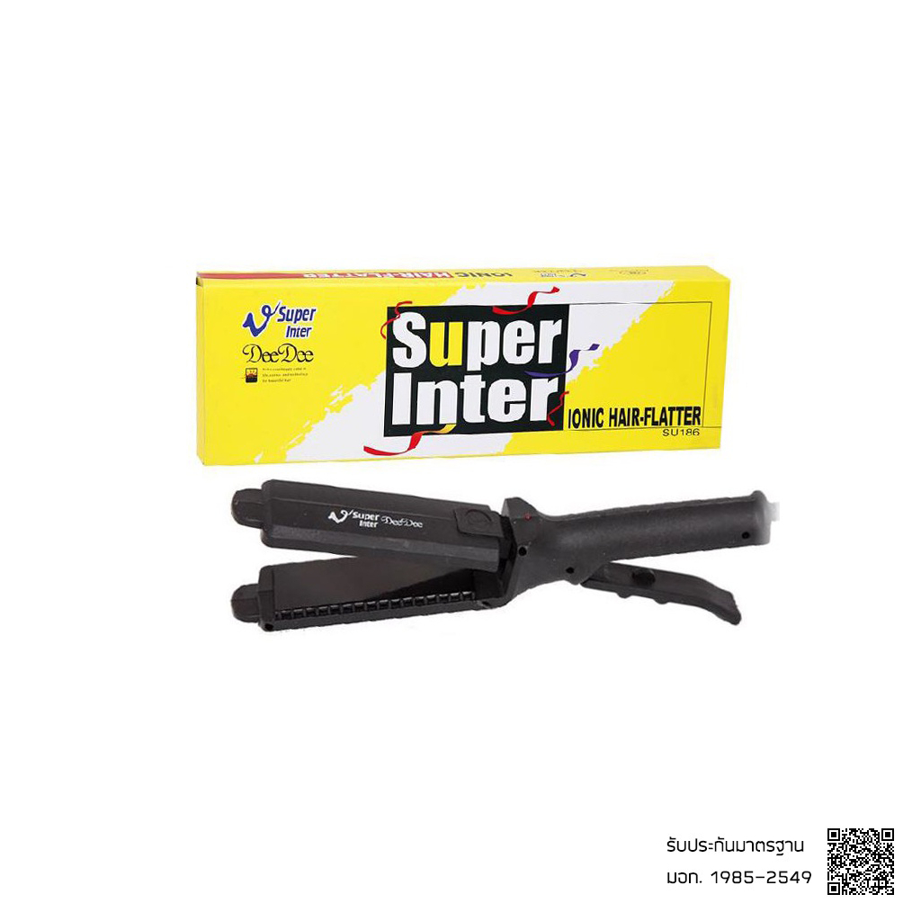 เครื่องหนีบผม เครื่องหนีบ รีดผม ซุปเปอร์วี Super V รุ่น SU186 ionic (กล่องเหลือง) หน้าเล็ก มีฟัน