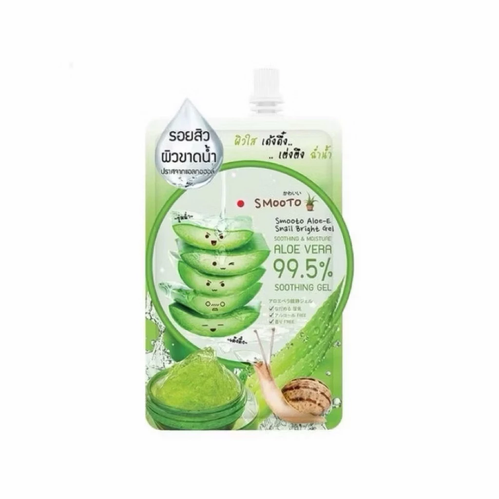 Smooto Aloe-E Snail Bright Gelสมูทโตะว่านหางจระเข้ อโล-อี สเนล ไบรท์ เจล 50g.