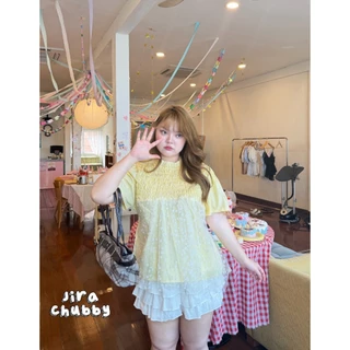 Flora Cotton - เสื้อคอตตอน แต่งมุ้งดอกไม้ งานสม็อกอก อกฟรีไซส์ 38-50 นิ้ว เสื้อสาวอวบ
