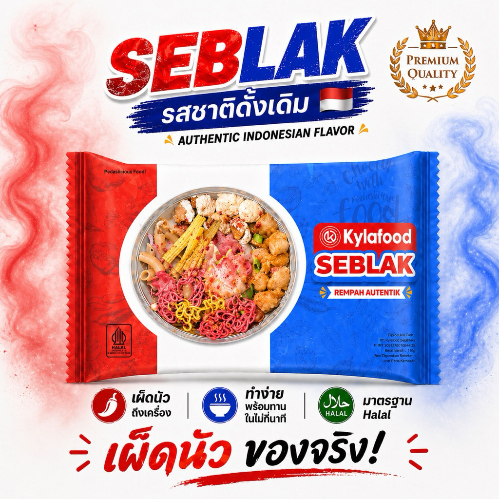 Kylafood Seblak 115 กรัม เซบลักกึ่งสำเร็จรูป สูตรต้นตำรับอินโด หอมเครื่องเทศ เผ็ดนัว เส้นหนึบ เคี้ยว