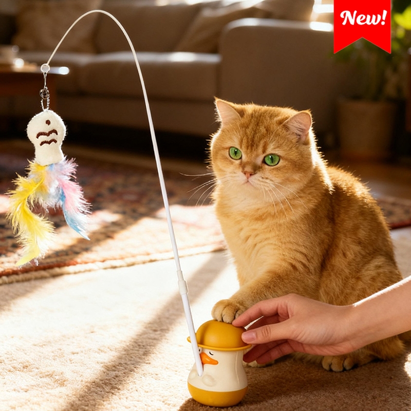 PET UINE-D30 ไม้ตบแมว ของเล่นเเมว ของเล่นไม้กายสิทธิ์ ฐานดูดแคทนิปบอลหมุนได้ 360° กัญชาแมวในตัว