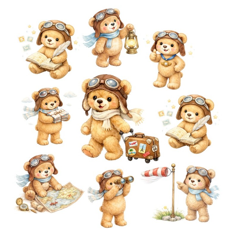ตัวรีดติดเสื้อ,ผ้า หมีน่ารักสุดๆ Cute Aviator Teddy Bear F.417