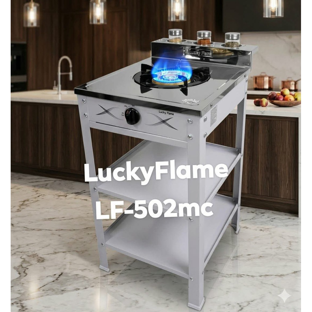ติดตั้งฟรี กทม ลัคกี้เฟลม LuckyFlame LF502mc เตาแก๊สครัวไทย หัวเตาพ่นทอง ไฟแรงมาก มาตราฐาน มอก รับปร