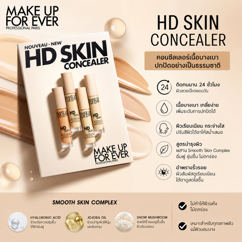 Make Up For Ever HD Skin Concealer Sample Card คอนซีลเลอร์เนื้อบางเบา สามารถเพิ่มระดับการปกปิดได้