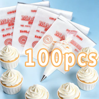 ✨ถุงบีบครีมเกรดอาหาร✨ แบบหนาเนื้อเหนียว ไม่ขาดไม่แตก 1 ซอง 100 ใบ มีขนาด S M L ให้เลือกหลากหลาย