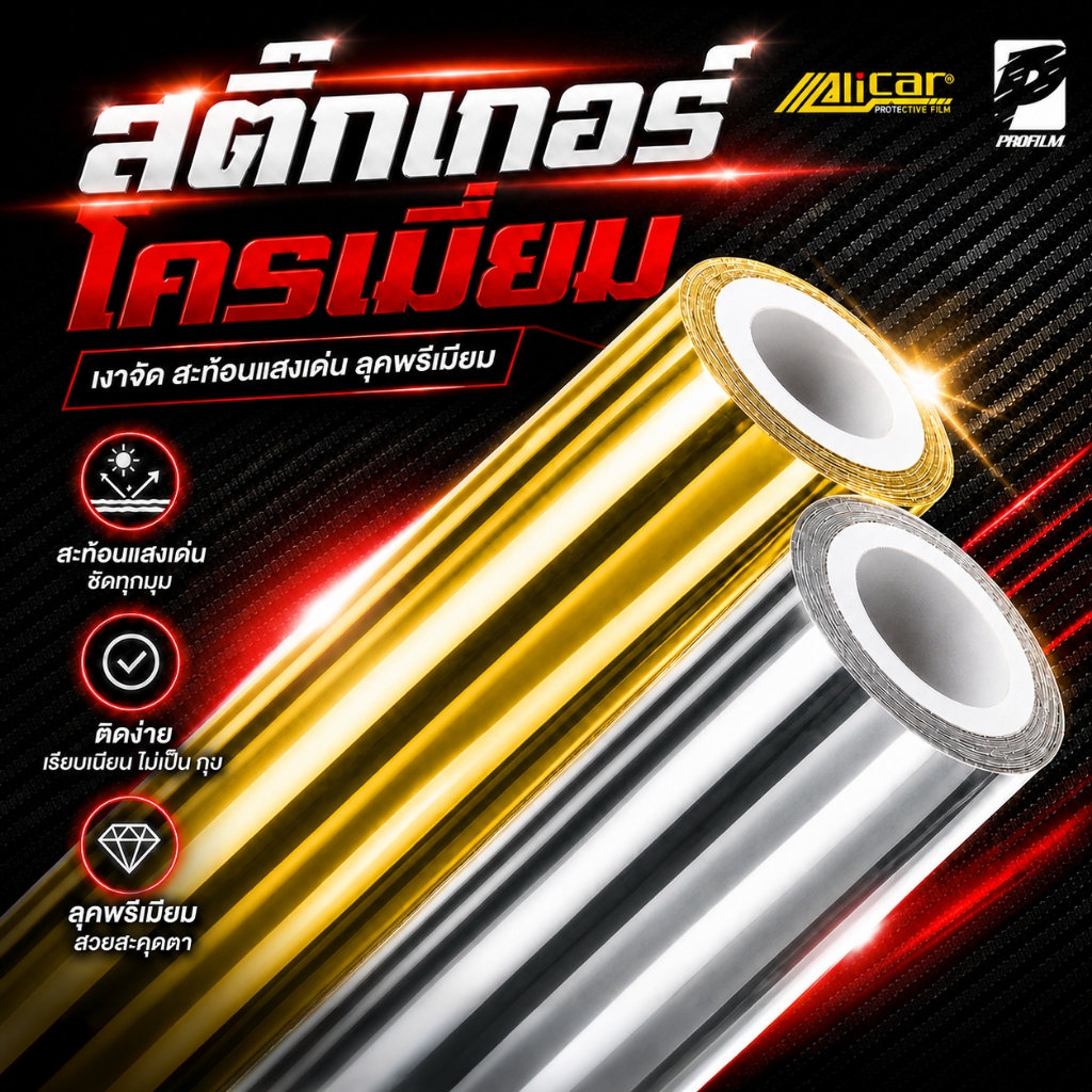 สติ๊กเกอร์โครเมี่ยม โครเมี่ยมทอง โครเมี่ยมเงิน Chrome Vinyl