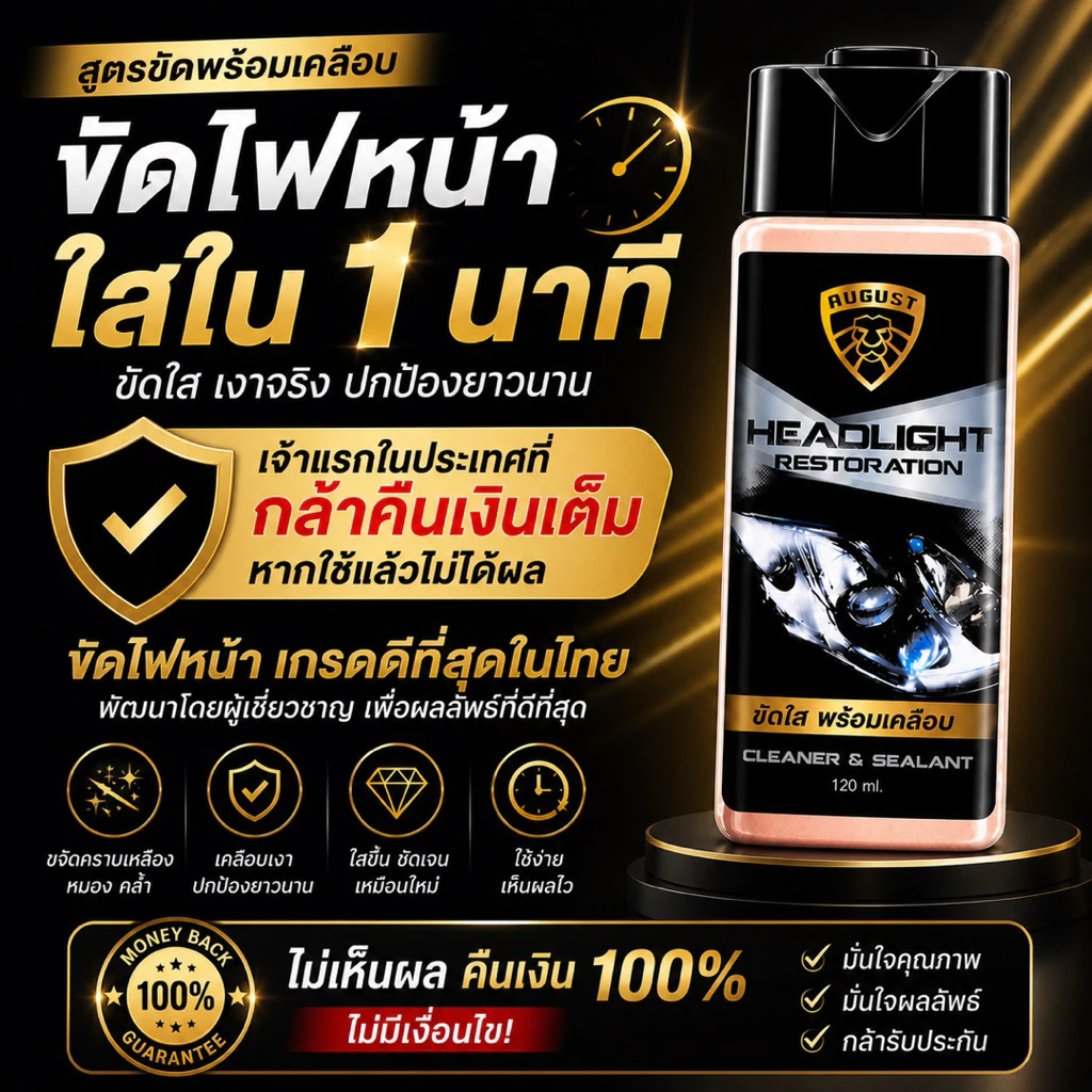 น้ำยาขัดไฟหน้ารถยนต์ ครีมขัดไฟหน้ารถยนต์ ขัดไฟหน้า thumbnail 3