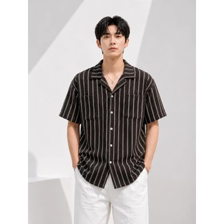 AMTAR Summer Knit Shirt เสื้อเชิ้ตโปร่ง ผ้าตาข่าย ลายทางสไตล์เกาหลี
