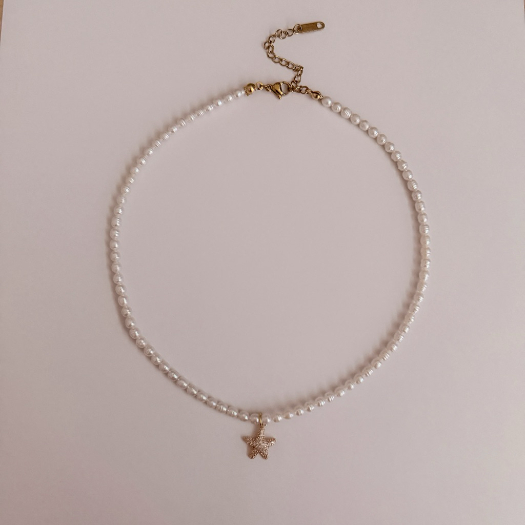 shellandgold - สร้อยคอมุกน้ำจืดแท้ทรงไข่ขนาด 3 มิล มีให้เลือก 2 แบบ