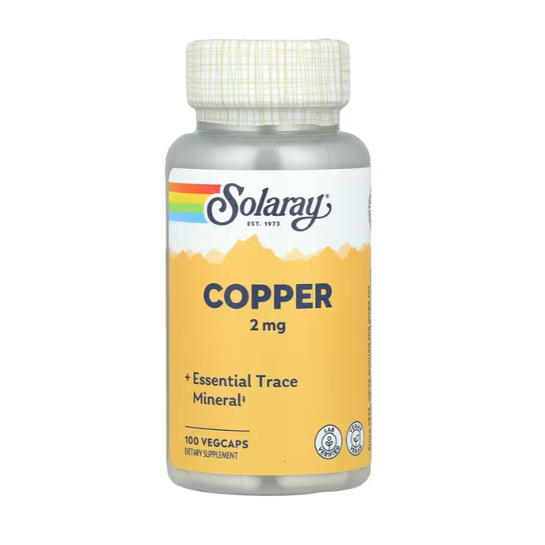 คอปเปอร์ Solaray, Copper, 2 mg, 100 VegCaps