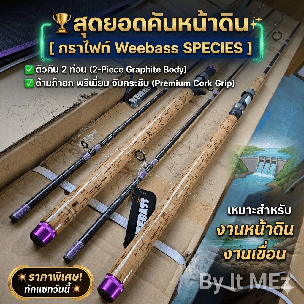 [ รับตรงจากบริษัท ] คันหน้าดิน กราไฟท์ Weebass SPECIES สปีชีส์ เหมาะสำหรับ งานหน้าดิน งานเขื่อน