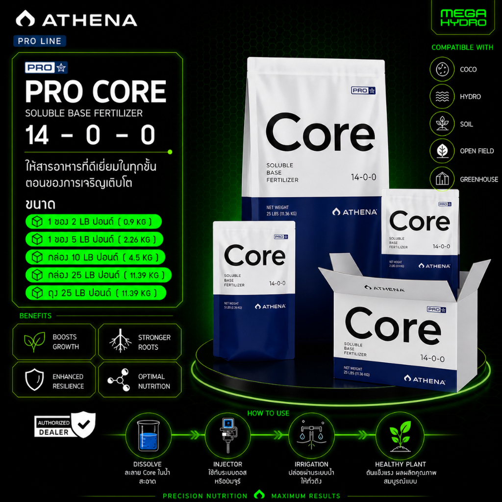 ปุ๋ย Athena Pro Core ของแท้ 100% พร้อมส่ง ปุ๋ยหลักในทุกช่วง ไนโตรเจนสูง สำหรับการเติบโตที่แข็งแรง
