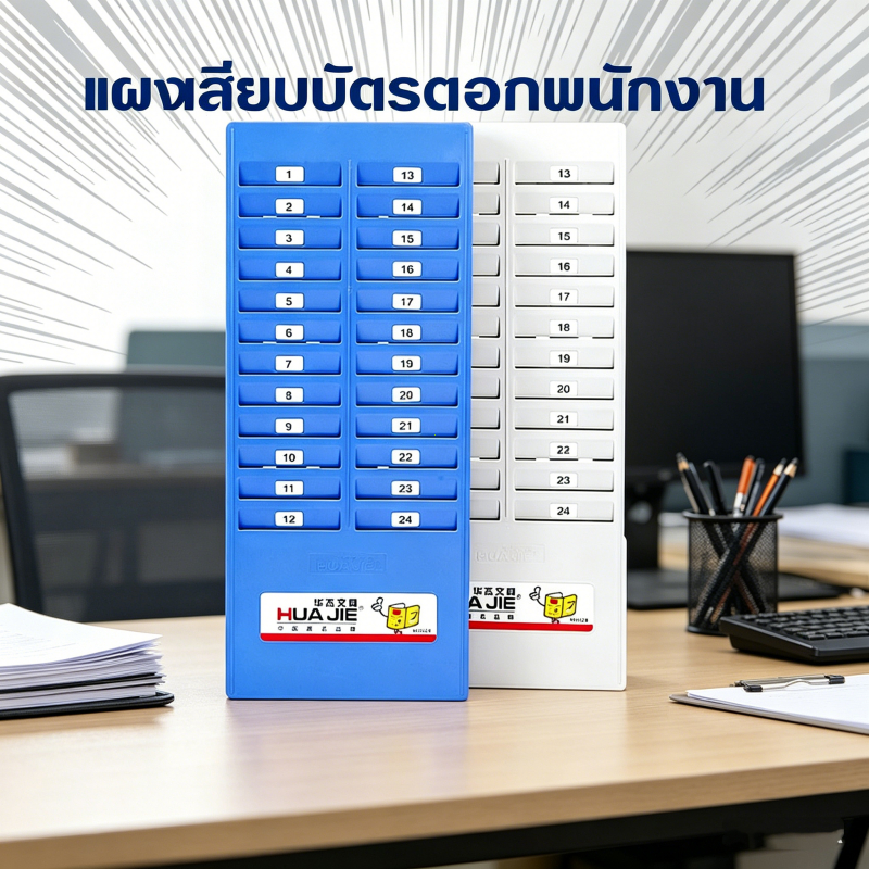 แผงเสียบบัตรพลาสติก 24 ช่อง อุปกรณ์เก็บบัตรตอกเวลา สำหรับเครื่องตอกบัตรสำนักงาน ทนทานใช้งานยาวนาน