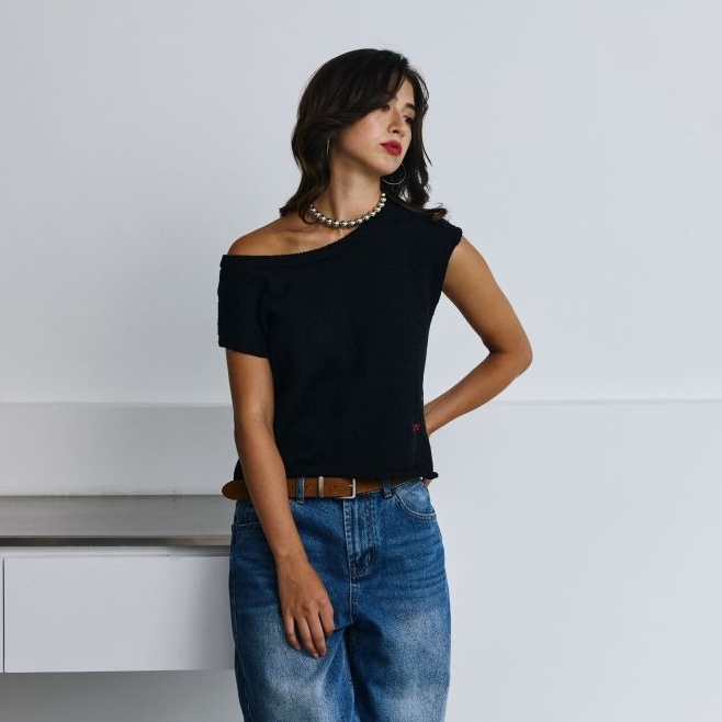 ané Off-shoulder knit ,เสื้อยืดปาดไหล่ ราคา ถูกที่สุด ดีลบีเคเค แกลเลอรีภาพที่ 8