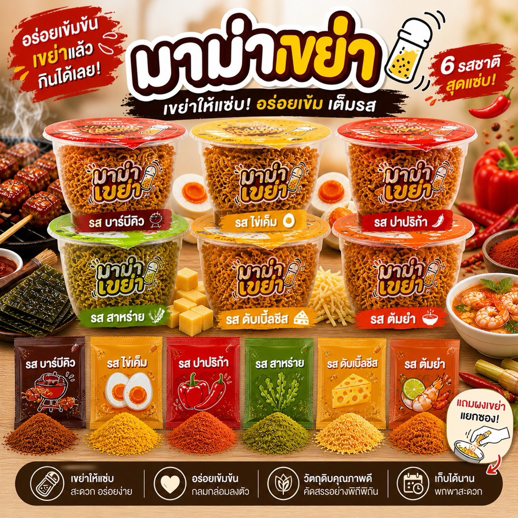 มาม่าเขย่า 1 โหล มี 12 ประปุก  แก้วแคปซูล(แถมไม้จิ้มฟัน เอาไว้เจาะเทผงเขย่า) มีหลายรสชาติให้เลือก ส่งด่วน ส่งฟรี!!!