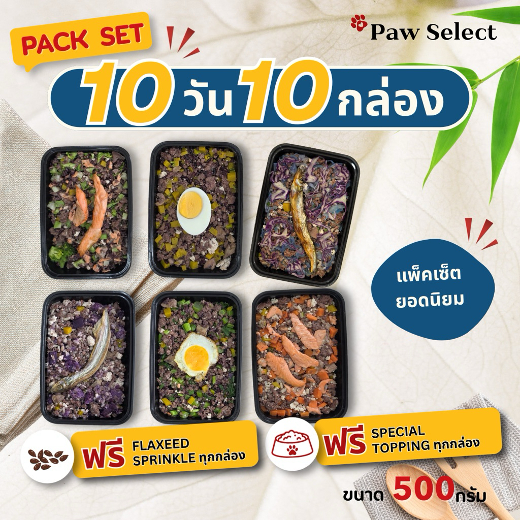 เมนูปรุงสุกสำหรับสุนัข [Best Seller Set] 10 กล่อง ขนาด 500g.x10 กล่อง Fresh homecooked