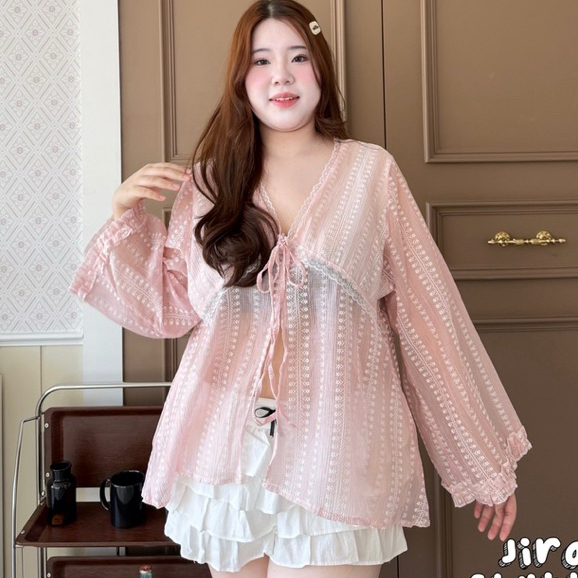 Long Sleeve เสื้อแขนยาวเกาหลี สีพาสเทลหวาน ใส่แล้วดูแพง สาวอวบใส่สวย คาเฟ่ทะเลสวยสุดๆ อก40-50 [JR]