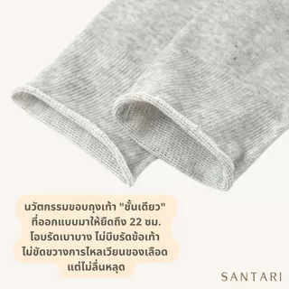 𝗦𝗔𝗡𝗧𝗔𝗥𝗜 𝟬-𝗣𝗿𝗲𝘀𝘀𝘂𝗿𝗲 | 🩶 ถุงเท้าผู้สูงอายุ ถุงเท้าเบาหวาน เท้าบวม ถุงเท้าสุขภาพ ไซส์ใหญ่ 44-50 ขอบยืดได้ 22cm. ไม่รัดน่อง