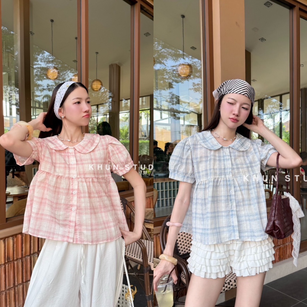 เสื้อคอบัว แขนพอง กระดุมหน้า -kn / VB0671