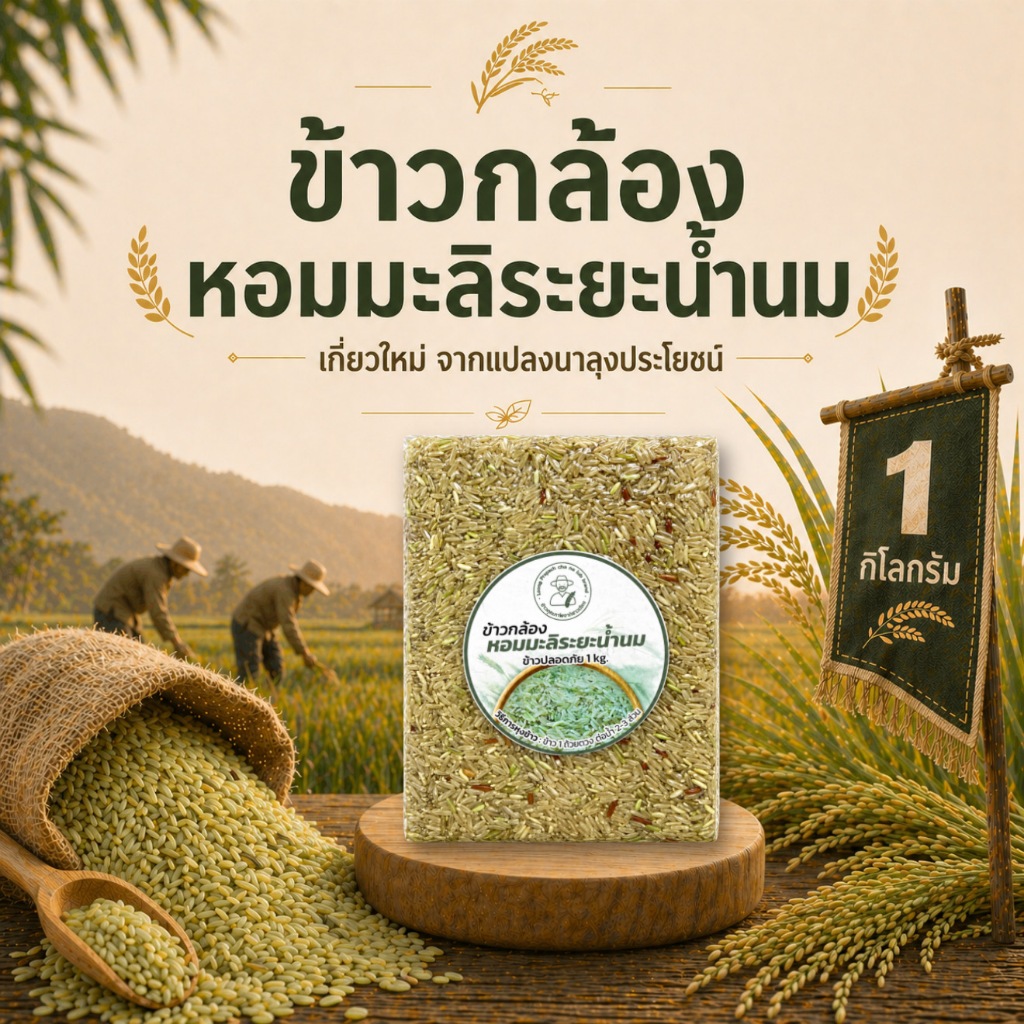 ข้าวกล้องหอมมะลิระยะน้ำนม เกรดA เกี่ยวสดใหม่ ส่งตรงจากแปลงนาลุงประโยชน์ชาวนาไทย