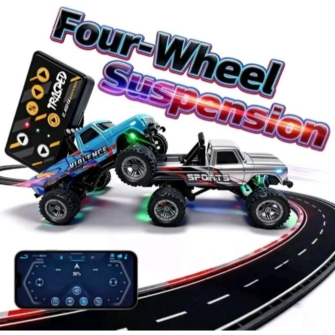รถบังคับ Mini Rc 1:64 Scale Monster Truck 2.4GHz Remote Control HG4-79 (ไม่มีพ่วงท้าย)