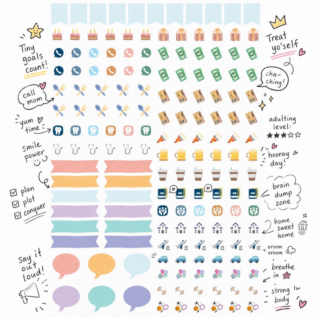 สติกเกอร์ แพลนเนอร์ แบบ B น่ารัก สติกเกอร์ตกแต่ง