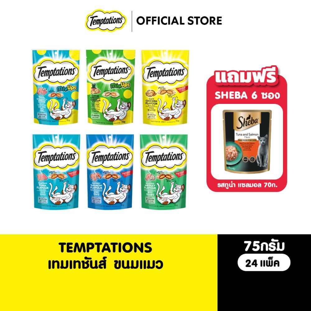 TEMPTATIONS ขนมแมวทุกรสชาติ 75 ก. (24 แพ็ก)