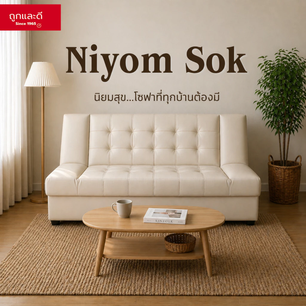 Took Lae Dee โซฟาปรับนอนหนังPVC รุ่น Niyom Sok ประหยัดพื้นที่ กางนอนได้เต็มตัว ทำความสะอาดง่าย ไม่สะสมไรฝุ่น