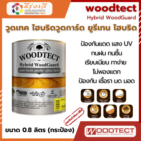 วูดเทค ไฮบริด วูดการ์ด ยูรีเทนไฮบริด Woodtect Hybrid WoodGuard สีทาไม้ แห้งไว ขนาด 0.8 ลิตร