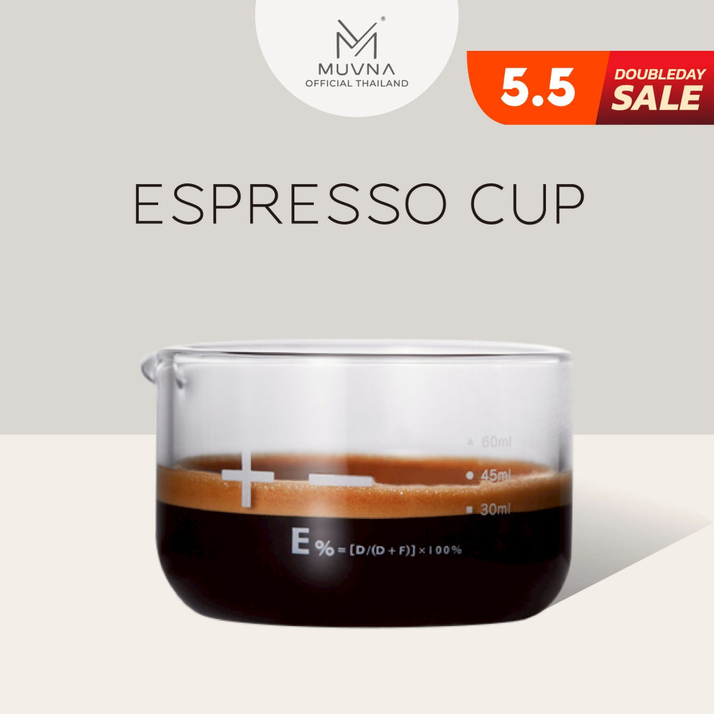 Espresso cup glass cup-100ml MUVNA ถ้วยตวงเอสเปรสโซ่ ทนความร้อน ถ้วยตวงกาแฟ ถ้วยมีสเกล ถ้วยตวง แก้วช็อต อุปกรณ์ทำกาแฟ