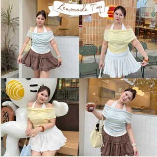 Lemonade Top — เสื้อคล้องคอ ปาดไหล่ 2 in 1 ใส่ตัวเดียวจบ! (T0222) - Merrychubbyhouse