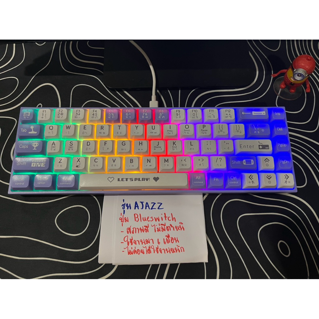 คีย์บอร์ด Ajazz AK680 65% ปุ่มBlue Switch ไฟRGBปรับได้หลายโหมด (สภาพดี ใช้งานน้อย)