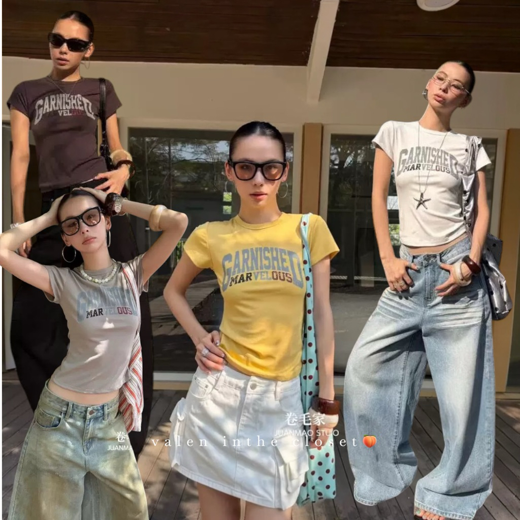 ส่งด่วน 🛵 C217 JUANMAO เสื้อยืดแขนสั้นสกรีนลายดีไซน์มินิมอล