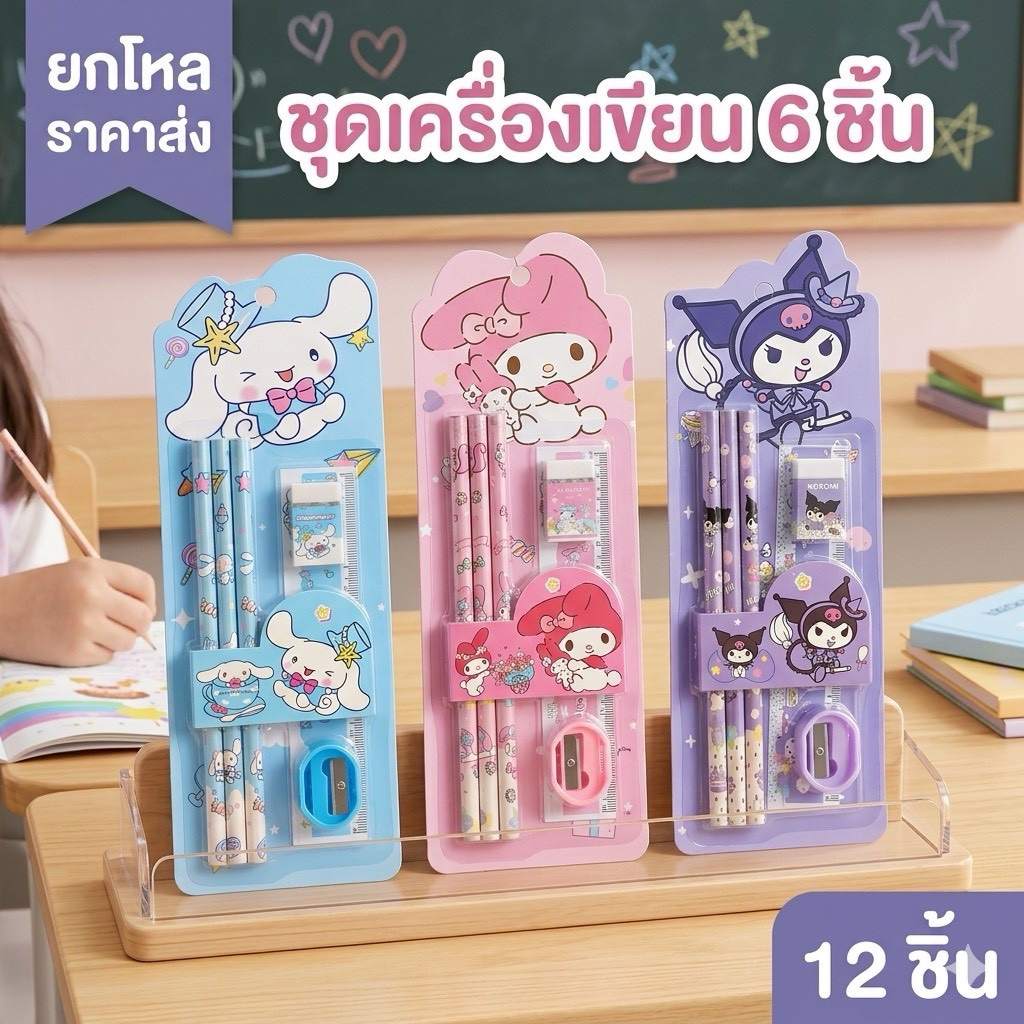 🌷ยกโหล🌷ชุดเซทเครื่องเขียน มีหลายแบบ มีคาคาส่ง ส่งจากกรุงเทพ