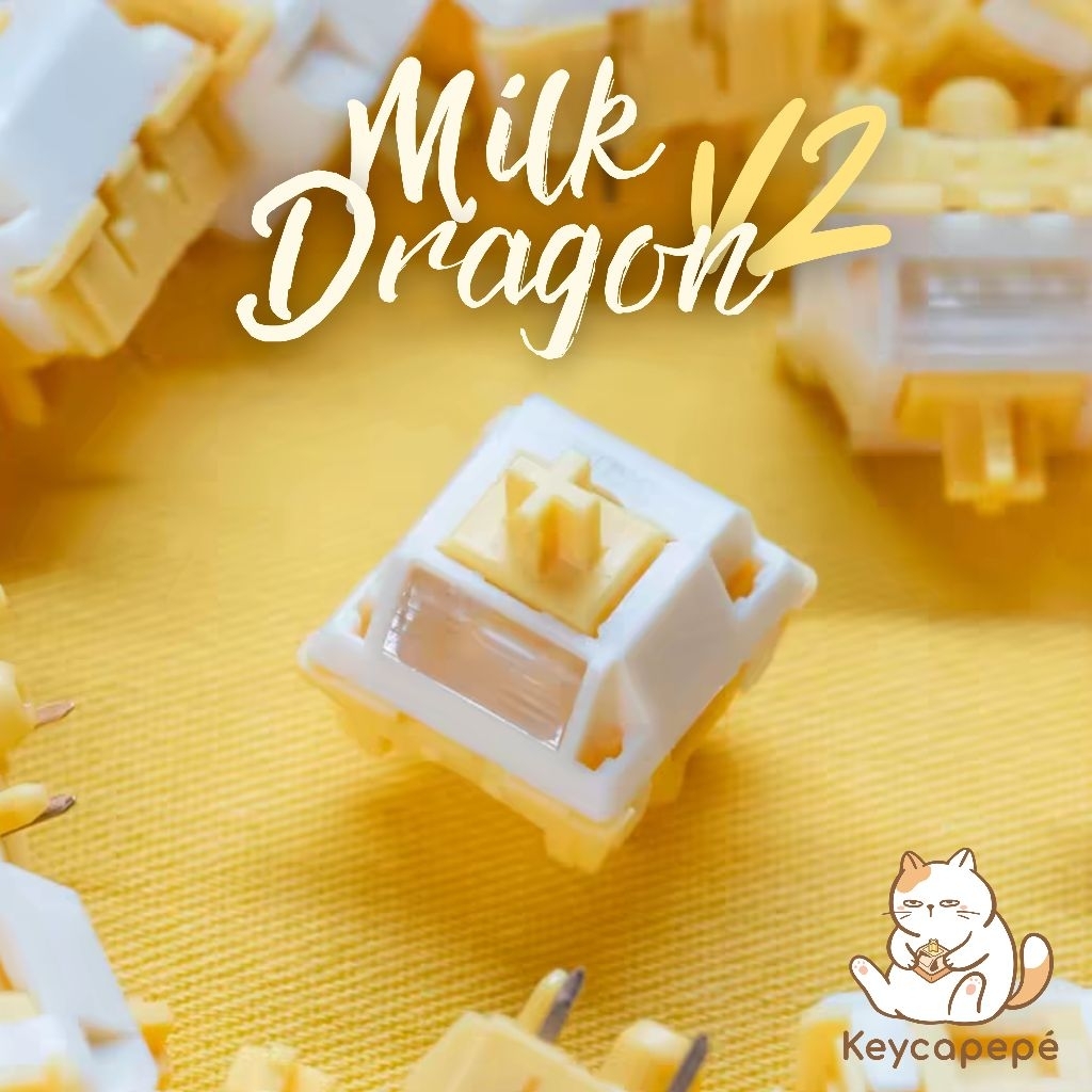 BSUN Milk Dragon V2 (N2) linear switch (10ชิ้น) pre lubed สวิตช์คีย์บอร์ด 1จังหวะ