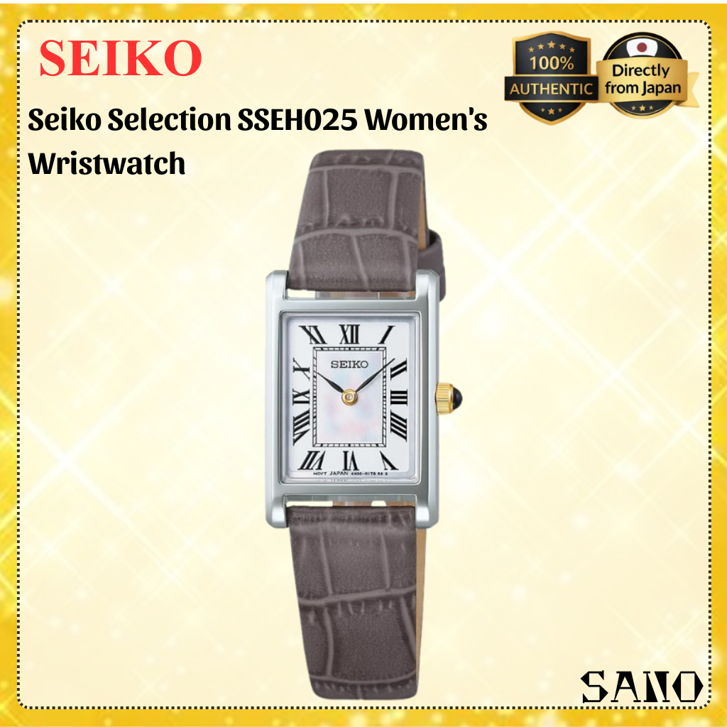 SEIKO Selection SSEH025 Nano Universe Women's Quartz Watch Rectangle Gray Leather Japan