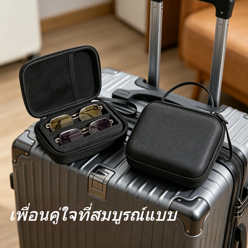 กระเป๋าใส่แว่นตากันแดดแบบพกพา กระเป๋าใส่แว่นตากันแดดขนาดใหญ่ความจุสูงสำหรับผู้ชายและผู้หญิงการจัดเก็บเรียบร้อยป้องกันรอย