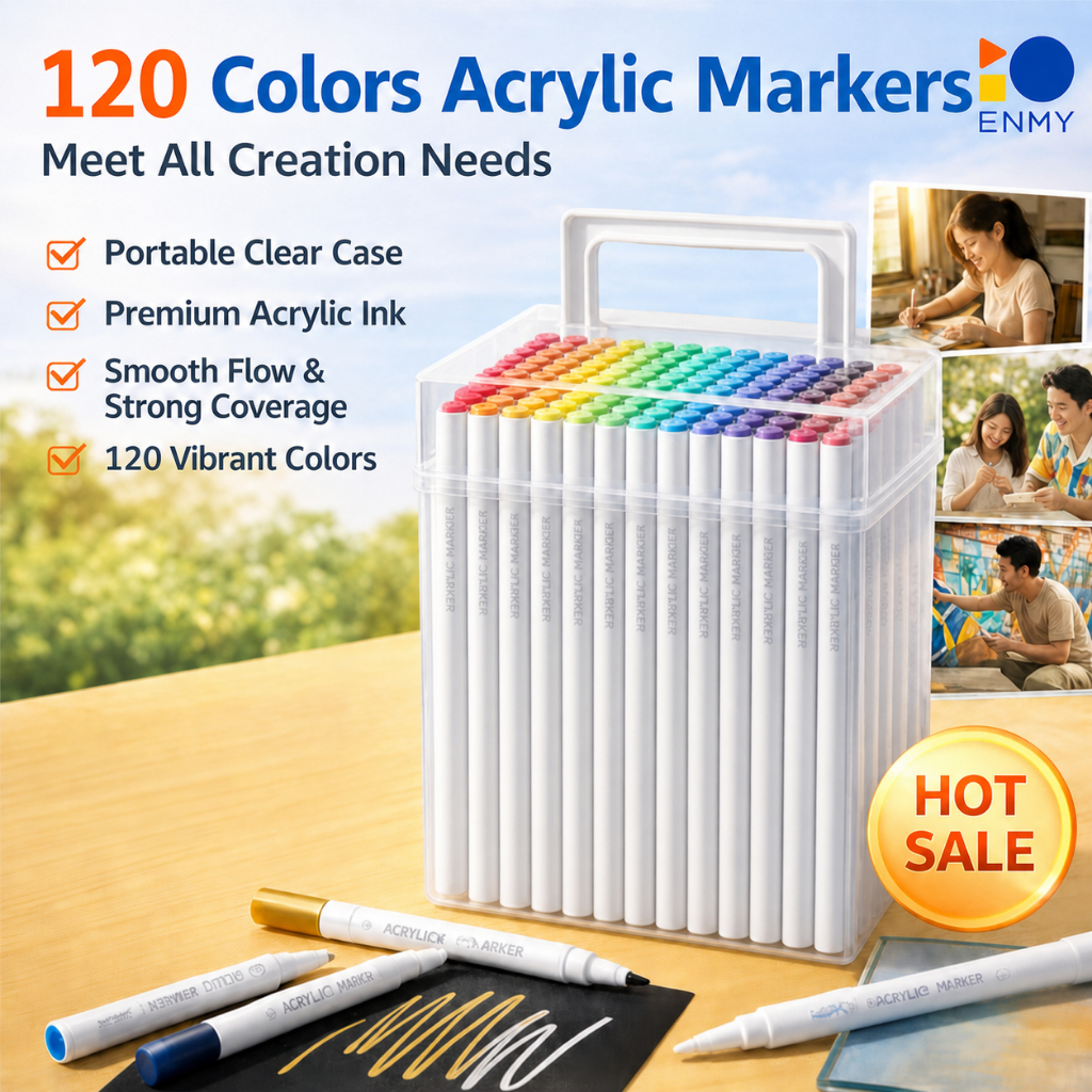 KiKi ปากกาอะคริลิค มาร์กเกอร์ 120 สี ปากกาวาดภาพ สำหรับเด็ก สีสด กันน้ำ แห้งไว ใช้ได้กับกระดาษ หิน ไม้ ผ้าใบ