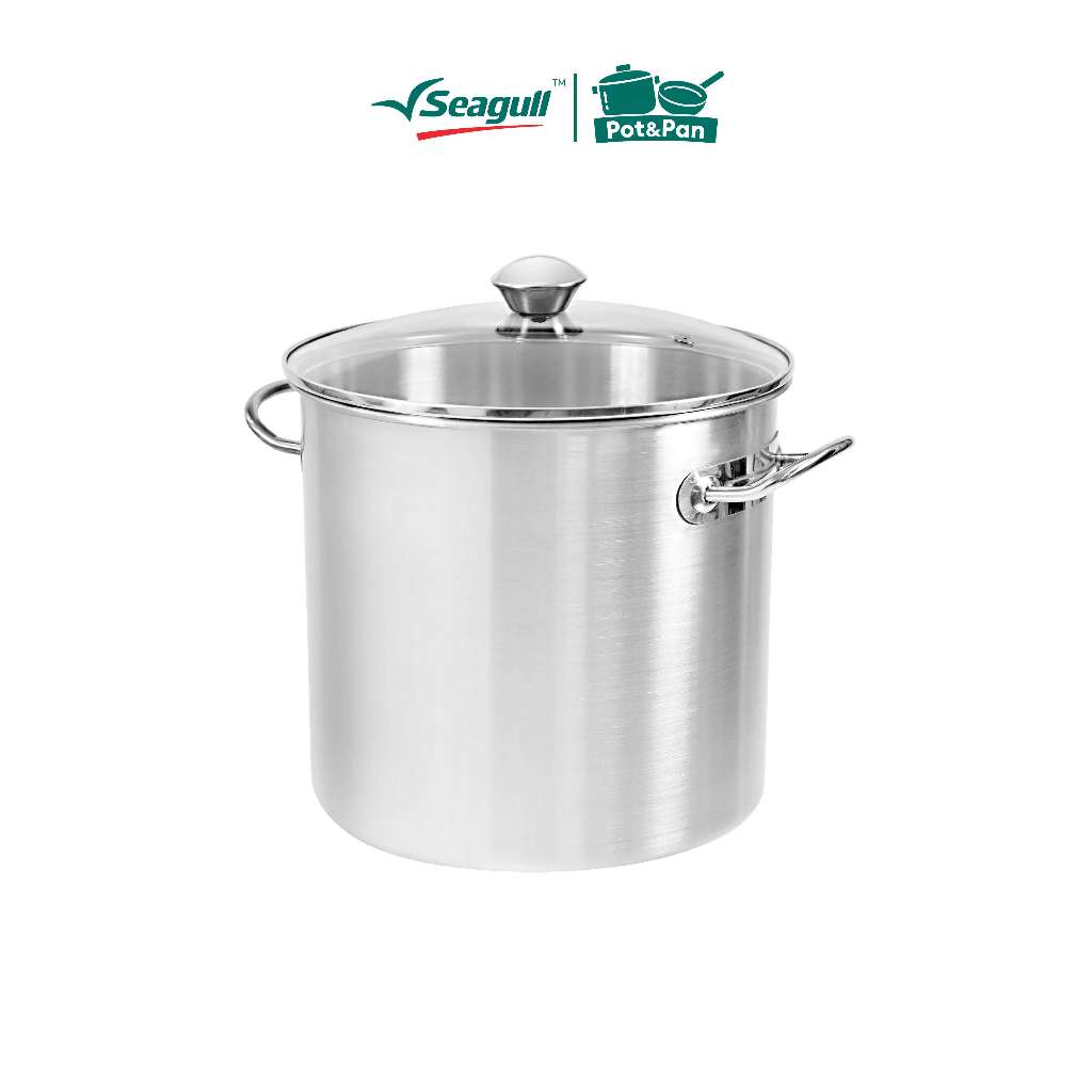 Seagull หม้อสตูว์ ขนาด 22 ซม. (ฝาแก้ว) Deep Stock Pot 22 cm (Glass Lid)